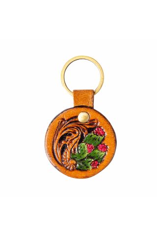 Four Blooms Hand-tooled Key Fob