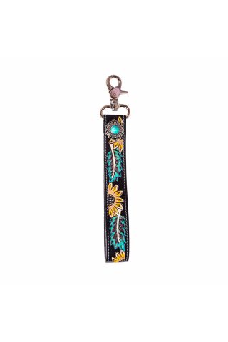 Cheyenne Bloom Hand-tooled Key Fob