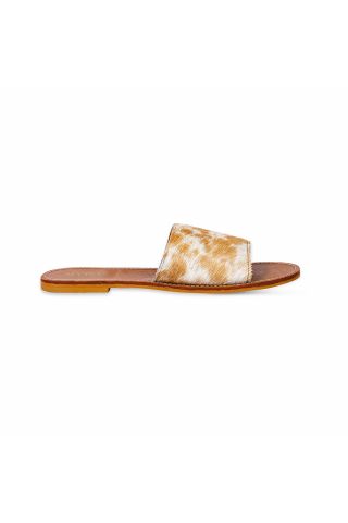 Kemma Hair-on Hide Sandals in Light and Caramel