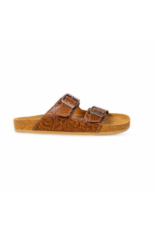 Maggie Embossed Leather Sandals