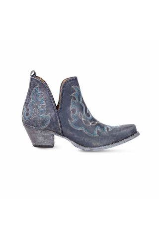 Maisie Stitched Leather Boots in Dusty Blue