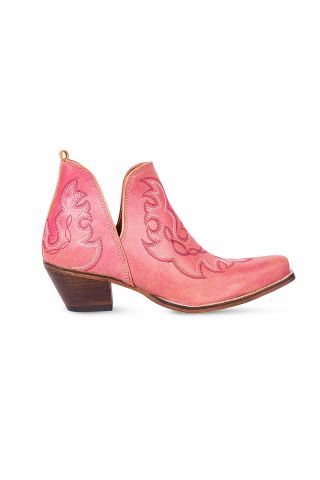 Maisie Stitched Leather Boots in Pink