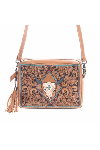 Age of the Steer Small Hand-Tooled Bag