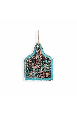 Twilight's First Bloom Hand-tooled Leather Key Fob