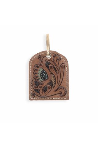 Peeking Bloom Hand-tooled Leather Key Fob