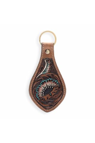 Bloom of Blooms Hand-tooled Leather Key Fob