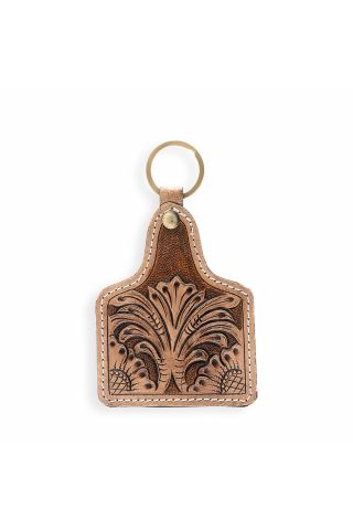 Times Now & Then Hand-tooled Leather Key Fob