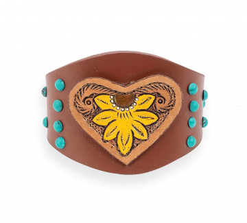 Evening's Bloom Leather Cuff Bracelet