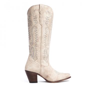 Syllvia Prairie Leather Boots in Ivory 