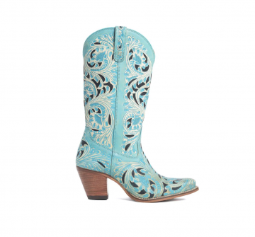 Kasiopeah Hand-tooled Boots in Turquoise 