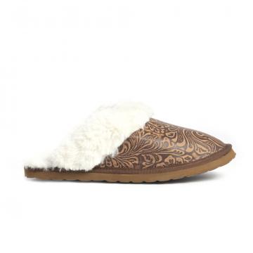 Classic Lined Brown Leather Slippers