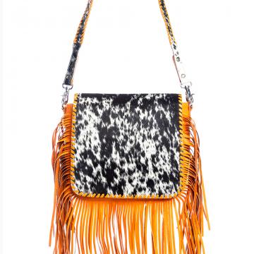 Oro Valley Leather & Hairon Bag in Blazing Orange