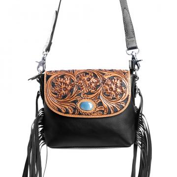 Ebony Delight Hand-Tooled Bag