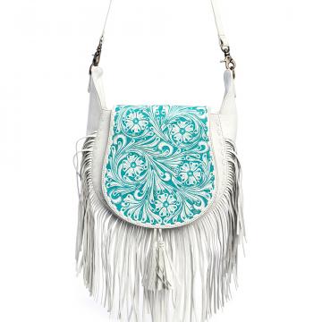 Moonwood Hand-Tooled Bag in White