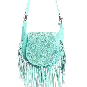 Moonwood Hand-Tooled Bag in Turquoise