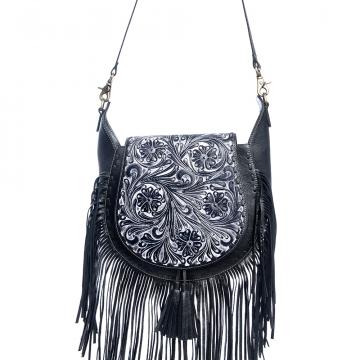 Moonwood Hand-Tooled Bag in Coal