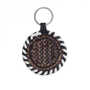 Protector Charm Leather Key Fob in Coal 