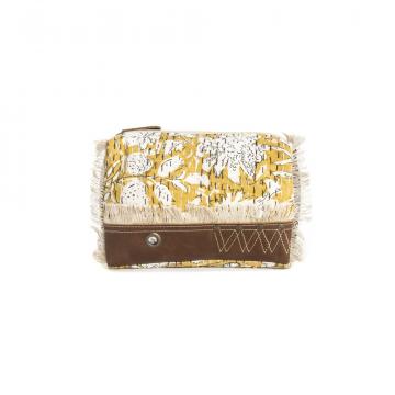 Golden Prairie Leaf Clutch Pouch