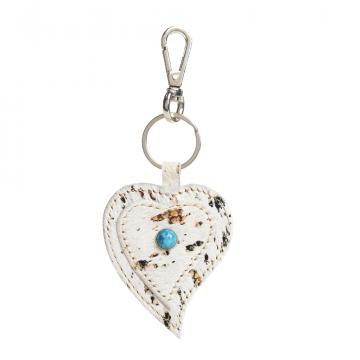 Heart's Love Key Fob in Brown & White