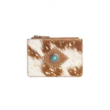 Eye of the Goddess Credit Card Wallet in Brown & White