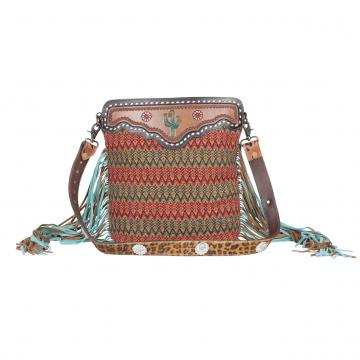 Accenting hues Hand-Tooled Bag