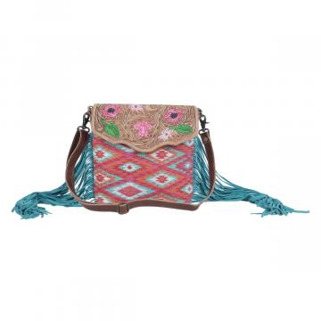 "Floral Pink Hand-Tooled Bag"