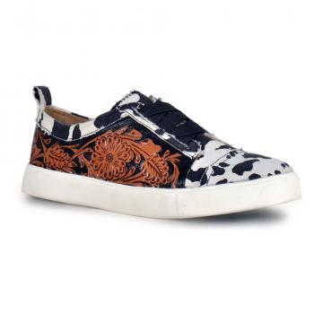 Women Limited Edition Cowprint with Handtooling Sneaker