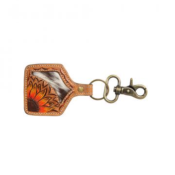 Desert Bloom Hand-Tooled Key Fob