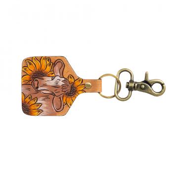 Bovine Bliss Hand-Tooled Key Fob