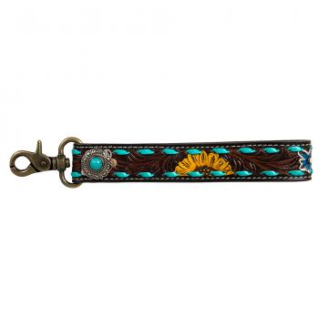 Sunflower Sunrise Hand-Tooled Key Fob