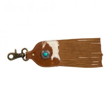 Pastureland Hairon Hide Fringed Key Fob