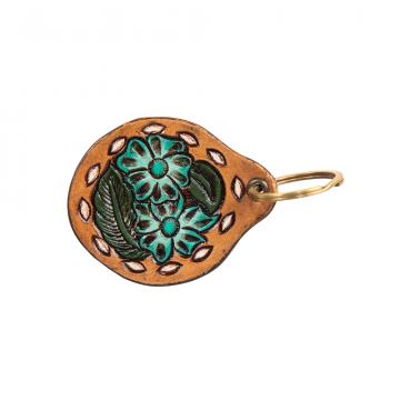 Belle Blooms Hand-Tooled Key Fob