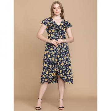 Bohera Marjorie Mellum Wrap-Over Floral Print Dress