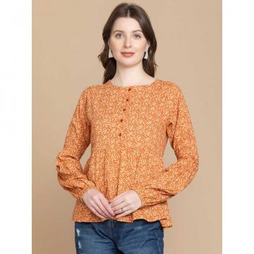 Bohera Naranja Button-down Top