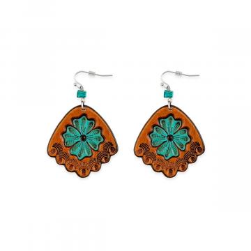 Prairie Blossom Hand-tooled Leather Earrings