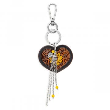 Sunflower Serenade Heart Key Fob