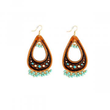 Camellia Hand-tooled Leather Earrings