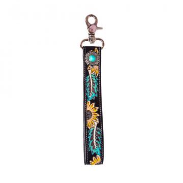 Cheyenne Bloom Hand-tooled Key Fob