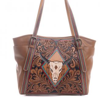 Age of the Steer Hand-Tooled Bag