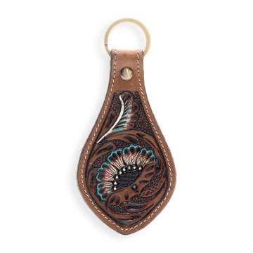 Bloom of Blooms Hand-tooled Leather Key Fob