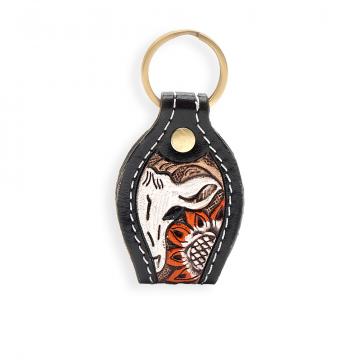 Hi There Hand-tooled Leather Key Fob