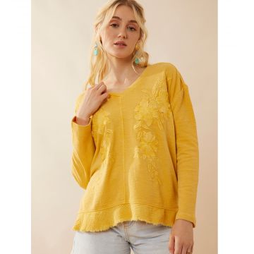 Rosalee V-Neck Top in Yellow