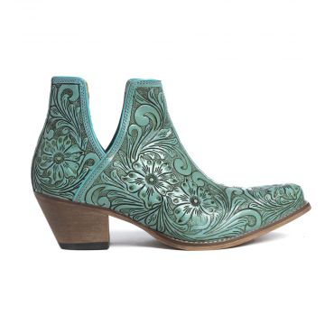 High Mesa Hand-tooled Booties in Turquoise