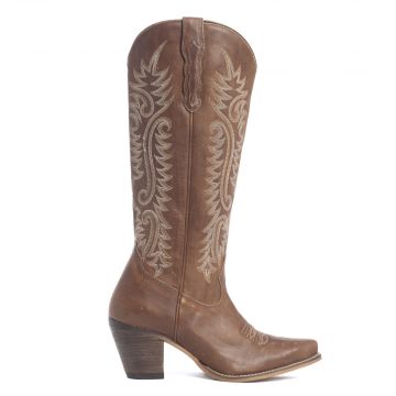 Syllvia Prairie Leather Boots in Bourbon Brown