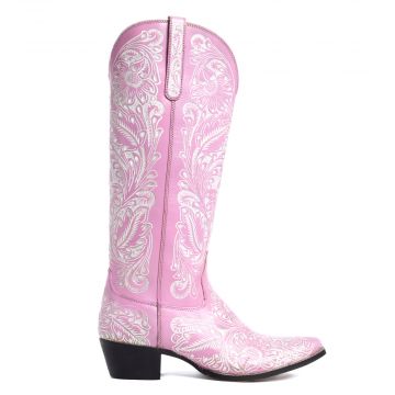Valentina Trail Hand-tooled Boots in Pink