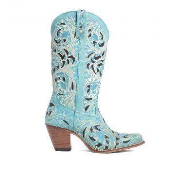 Kasiopeah Hand-tooled Boots in Turquoise 
