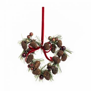 Pine Cone Berry Heart Ornament