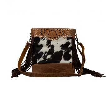 Myra Bag, Bags, Fringe Myra Bag Leopard Genuine Cowhide Tooled Leather  Feather Spring Fringe