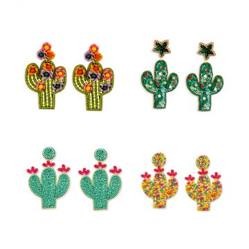Cacti Chic Set Of 4 Earrings