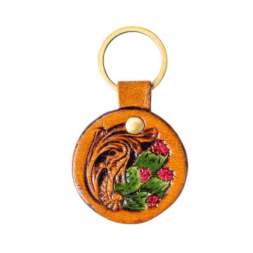 Four Blooms Hand-tooled Key Fob